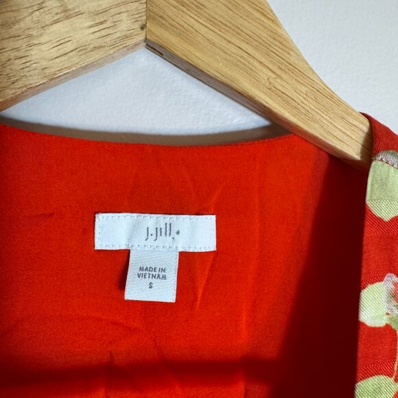 J. Jill Papaya Floral Ruffle Wrap Dress Flutter Sleeve and Hem Women's Dress - S - Picture 7 of 8